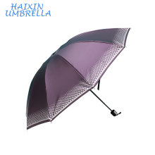 China Atacado OEM Ao Ar Livre Grande Shangyu Umbrella Prata Mercado De Impressão Melhor Preço 170 T Pongee Sun Portátil 3 vezes Guarda-chuva